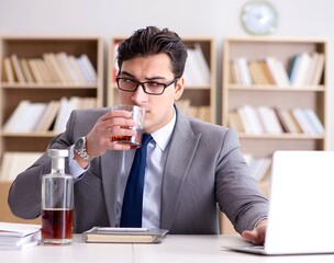 Young businessman drinking from stress