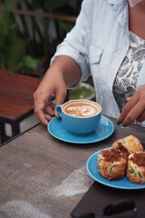 Obraz na płótnie Canvas breakfast with coffee latte