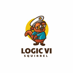 Vector Logo Illustration Logic Squirrel Mascot Cartoon Style.