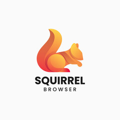 Vector Logo Illustration Squirrel Gradient Colorful Style.