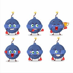 A sporty smoke bomb firework boxing athlete cartoon mascot design