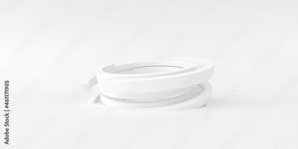 Poster abstract white background with circle lines, architectural wallpaper. 3d rendering.
