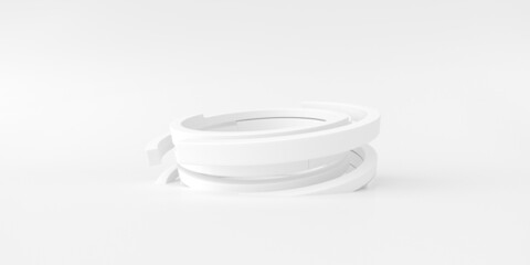 Abstract white background with circle lines, architectural wallpaper. 3d rendering.