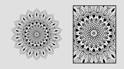 Geometrical Mandala design background with Mandala coloring page Design