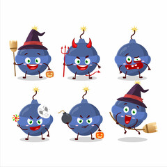Halloween expression emoticons with cartoon character of smoke bomb firework