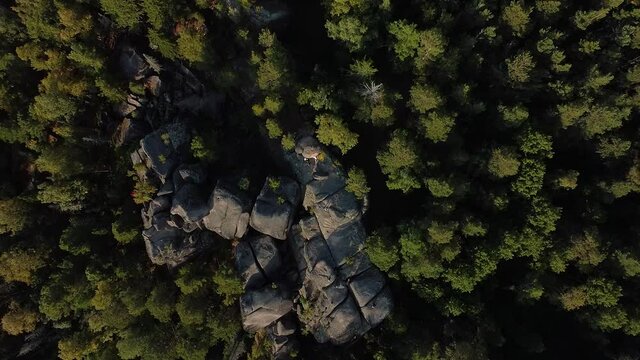 Flight over the autumn forest and mountains in northern Europe.