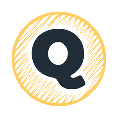 Letter q scribble round icon