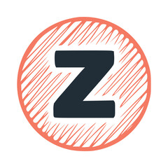 Letter z scribble round icon