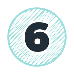 number six scribble round icon