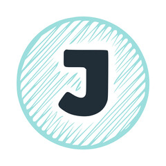 Letter j scribble round icon