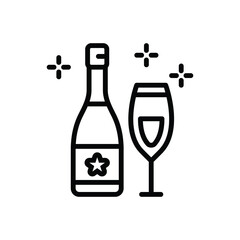 Black line icon for champagne