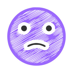 Sad smiley face scribble icon