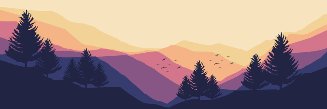 mountain landscape flat design vector good for wallpaper, background, backdrop, design template and tourism design