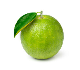 green orange fruit isolated on white