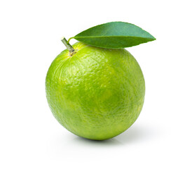 green orange fruit isolated on white