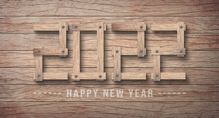 2022 Happy new year wood concept background