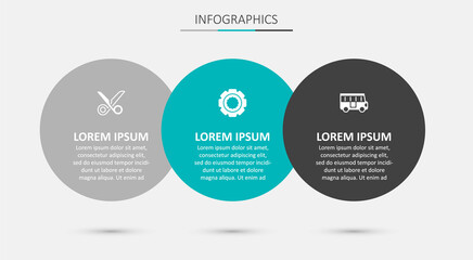 Set Gear, Scissors and School Bus. Business infographic template. Vector