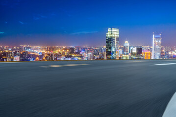 Empty asphalt road and city skyline and building landscape, China.