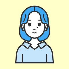 シンプルでフラットな線画のデザイン広告に使いやすいイラストのバリエーションのシニア・ミドル世代女性