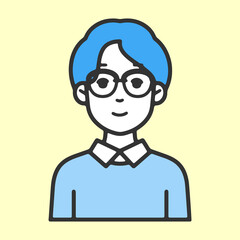 シンプルでフラットな線画のデザイン広告に使いやすいイラストのバリエーションの若い男性