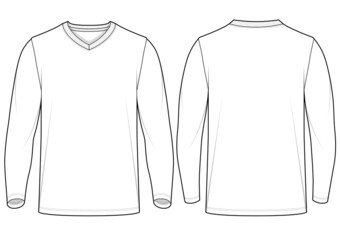 Long Sleeve V-neck T-shirt Artwork vector 