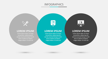 Set Cafe and restaurant location, Crossed knife fork and Online ordering food. Business infographic template. Vector