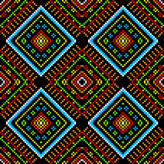 Geometric ethnic oriental ikat seamless pattern traditional design for background,wallpaper,clothing,wrapping,Batik,fabric,Vector illustration.embroidery style.