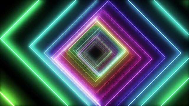 Tube Neon lines rainbow colored background looped animation