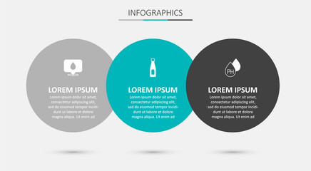Set Bottle of water, Water drop with location and . Business infographic template. Vector