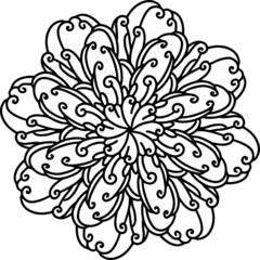 Mandala radiant starry doodle  line hand-drawn pattern coloring page book black and white art therapy relax psychology flowery gorgeous amazing