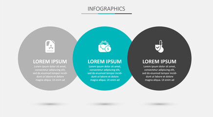 Set Water mill, Radioactive waste in barrel and Thermometer. Business infographic template. Vector
