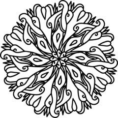 Mandala radiant starry doodle  line hand-drawn pattern coloring page book black and white art therapy relax psychology flowery gorgeous amazing