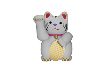 招き猫のポーズをするトラ 