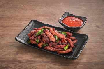 Thai food menu, fried beef in one sun