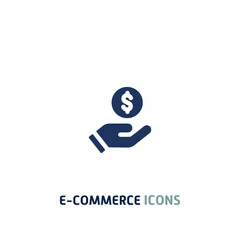 coin and hand sign flat icon