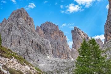 Mountain peaks in a mountain landscape in the Dolomites