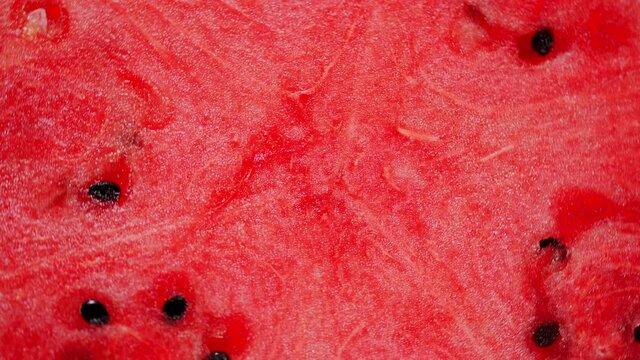Background texture of fresh red ripe juicy watermelon. A large and useful berry. Rotation.