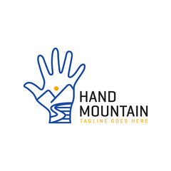 mountain hand inspiration illustration outline logo