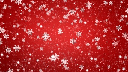 Abstract white Christmas  background snowflake and light bokeh on red background with copy space for text in Christmas Holiday   , wallpaper illustration 