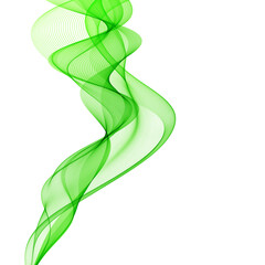 Vertical wave abstract background for brochure, card or cover. Vector illustration in green color wave