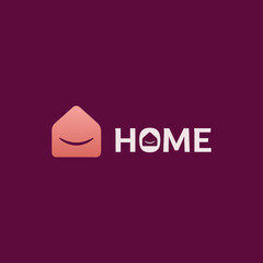 Smile home logo, letter laugh, symbol, vector template