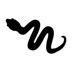 Obraz premium Snake icon isolated on white background. Black silhouette coiled snake. Wildlife serpent simple symbol or sign. Cobra, rattlesnake or anaconda shape. Pictogram of rattler or viper. Vector illustration