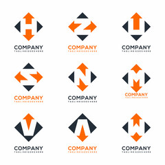 Set of alphabet logo combination with arrow