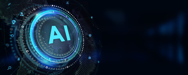 AI Learning and Artificial Intelligence Concept. Business, modern technology, internet and networking concept. 3d illustration