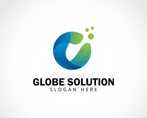 globe solution logo creative circle world earth tech color modern