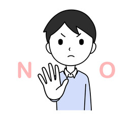 手を手前に突き出す男性 | 拒否 NO 否定 停止 止める