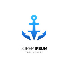 Letter V Anchor Logo Design Vector Icon Graphic Emblem Illustration Background Template