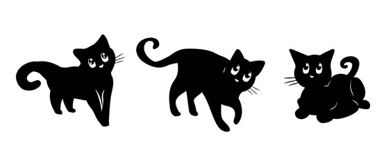 black cats. vector. silhouette graphics. eps
