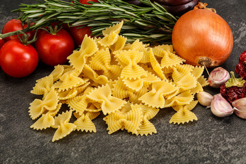 Raw Italian farfalle pasta for cooking