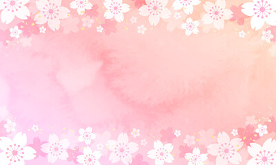 水彩の桜の花の春のベクターイラスト背景(正月)